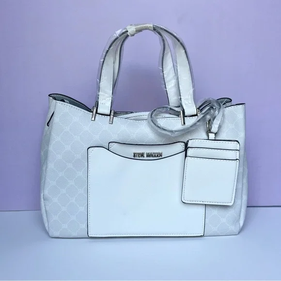 Steve Madden Bparker White Logo Handbag Purse, pouch, ID holder NWT - Picture 2 of 12